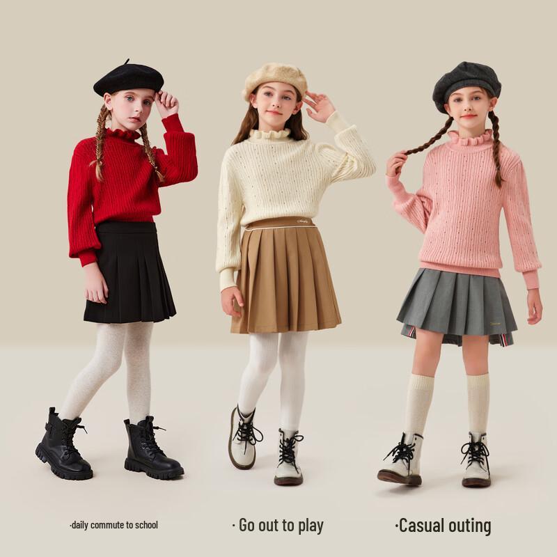 Yeehoo Girls' Wool-Blend Half-Mock Neck Knit Sweater