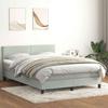 Box Spring Bed with Mattress Light Grey 160x210 cm Velvet