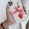Эстетичная цепочка для телефона с клубникой, брелок для телефона с бантом, подвеска-помидорка для сумки для девочки