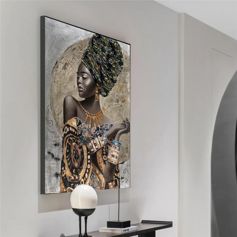 Abstract African Girl Canvas Painting Graffiti Art Posters and Prints Wall Art Pictures for Living Room Wall Decoration Cuadros