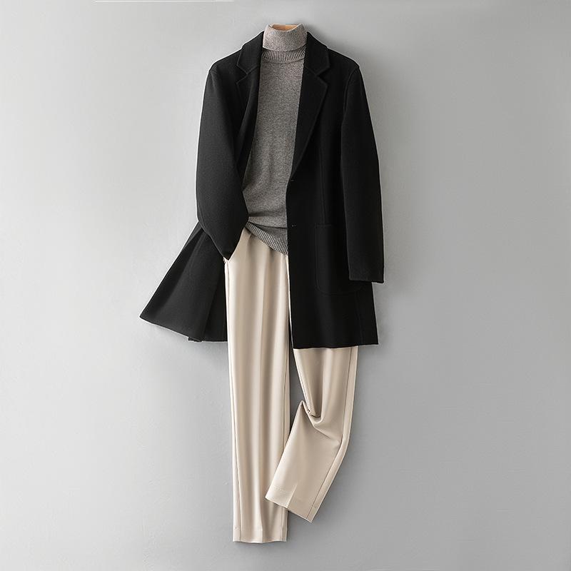 90% Wool 10% Cashmere Coat Men's High-end Wool Coat Slim-fit Medium and Long Woolen Coat
