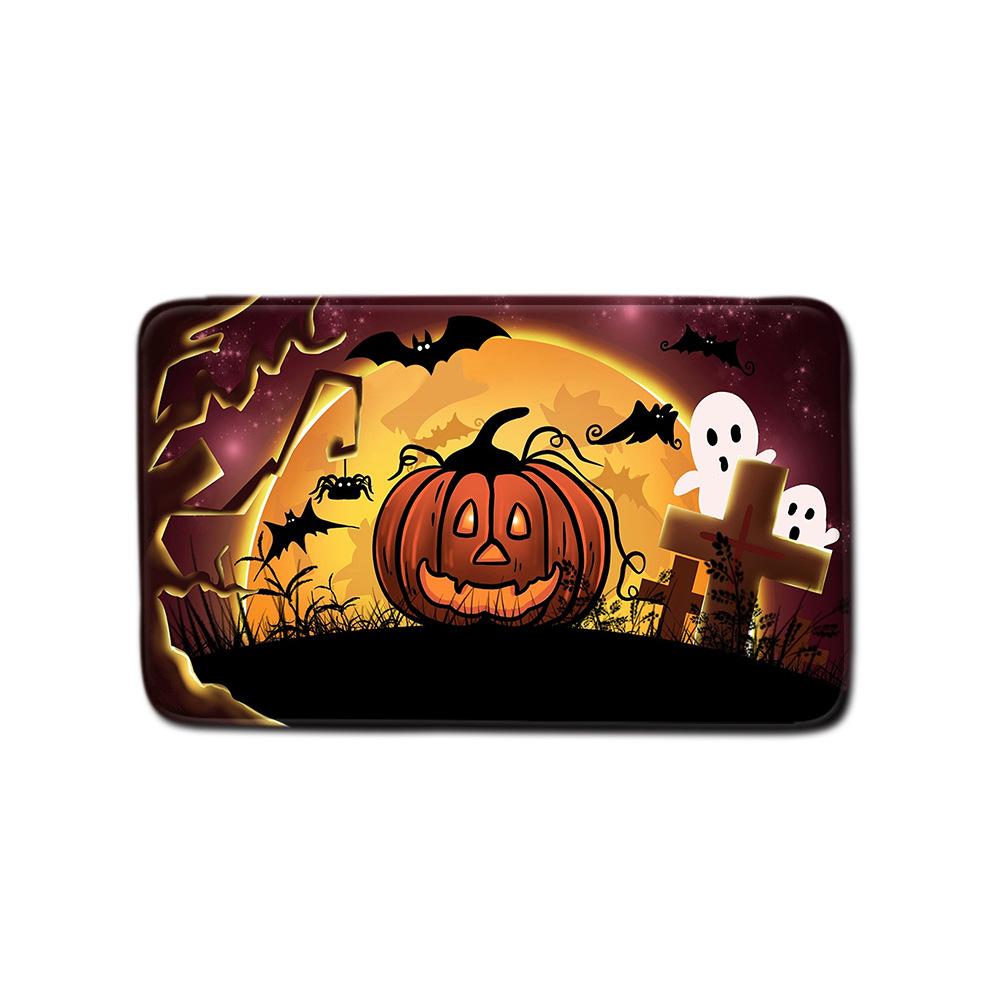 Halloween Shower Curtain Floor Mat Combination Four-Piece Set Bathroom Toilet Carpet Shower Room Foot Mat