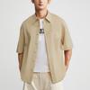Calvin Klein Однобортная однобортная хлопковая свободная рубашка с короткими рукавами, мужские топы цвета хаки 40LM114-CF1