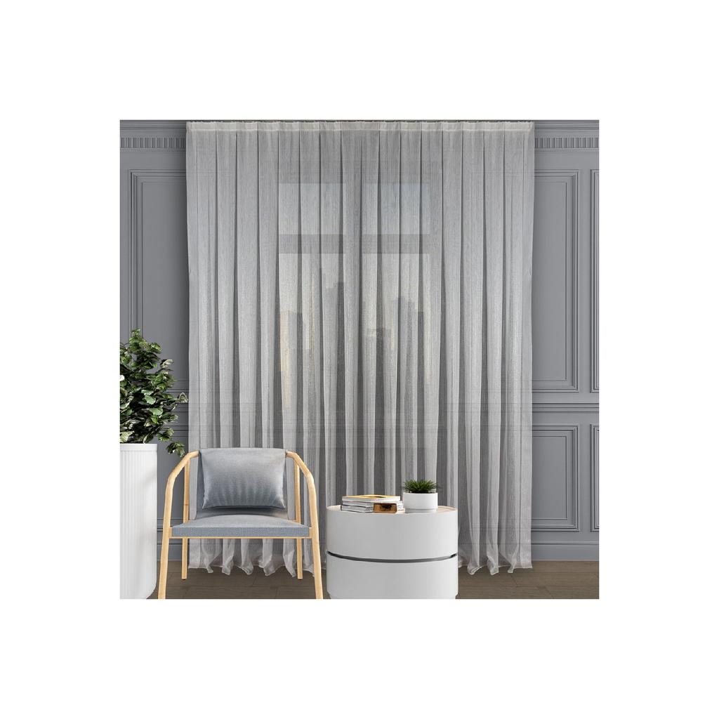 Штора Плоская Тонкая Полосатая (Артурия) Тюлевые шторы с частым ворсом (От 1 до 3 стопок) Посадка серебра