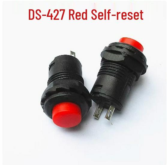 DS-428/427 Self-Locking Round Button Switch with Lock, Self-Reset 12MM, Red/Green/Yellow