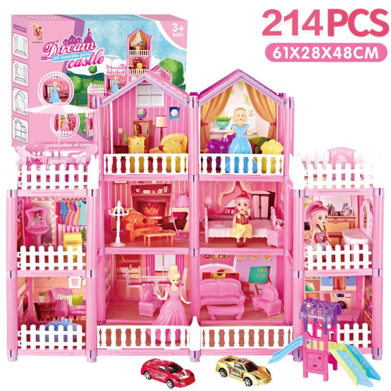 New! Doll House Girl Villa Princess Castle Set Children Play House Simulation Assembled Toys Gifts For