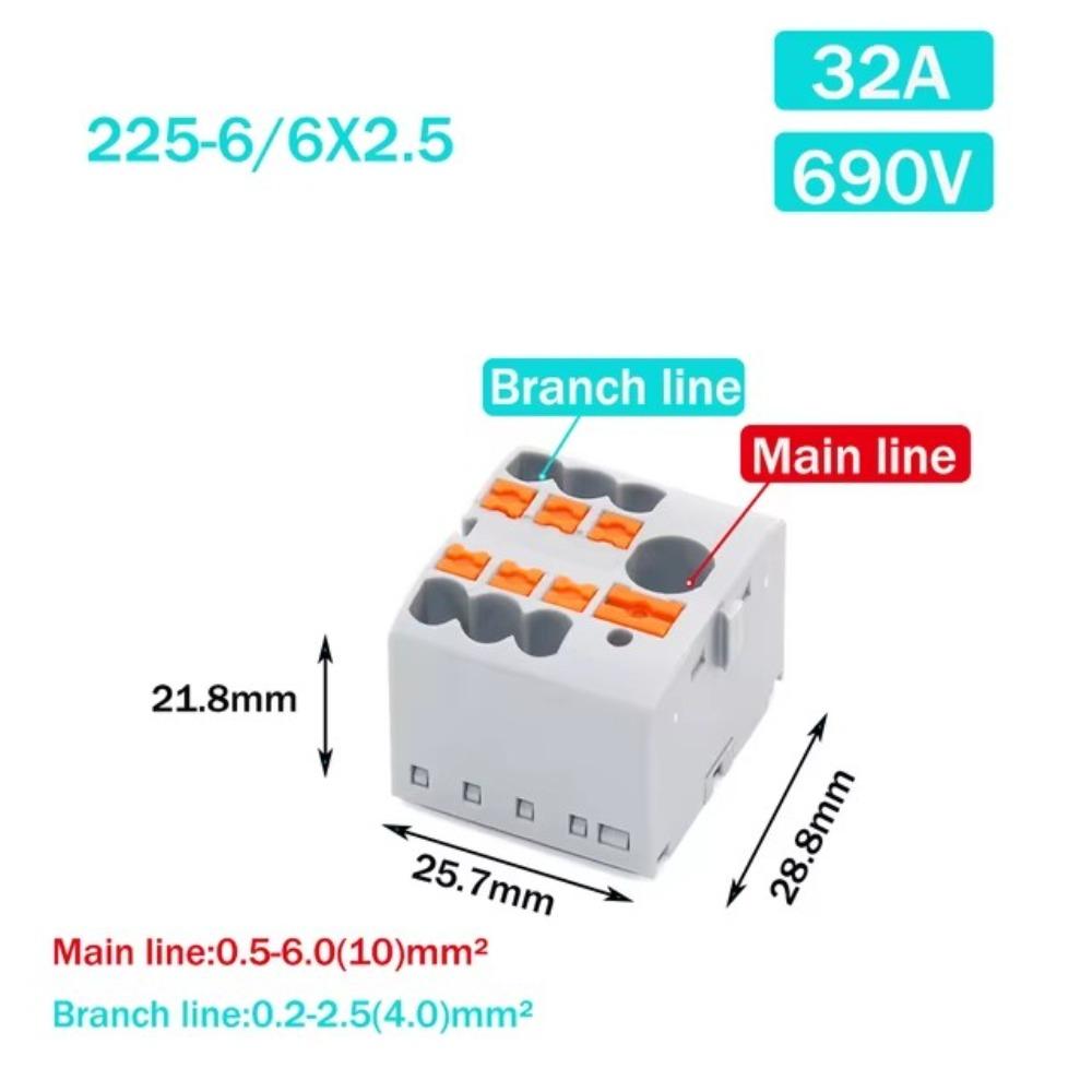 Один вход, несколько выходов, проводные электрические соединители PTFIX 2,5 мм, распределительный блок, монтаж на DIN-рейку