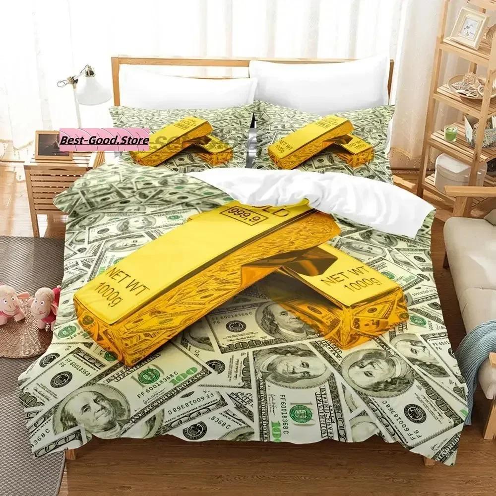 Постельное белье Dolar Single Twin Ful Quen King-Sized Размеры Размеры Комплект постельного белья Взрослый Детская спальня Комплекты пододеяльников 3D печать Деньги Комплект простыней