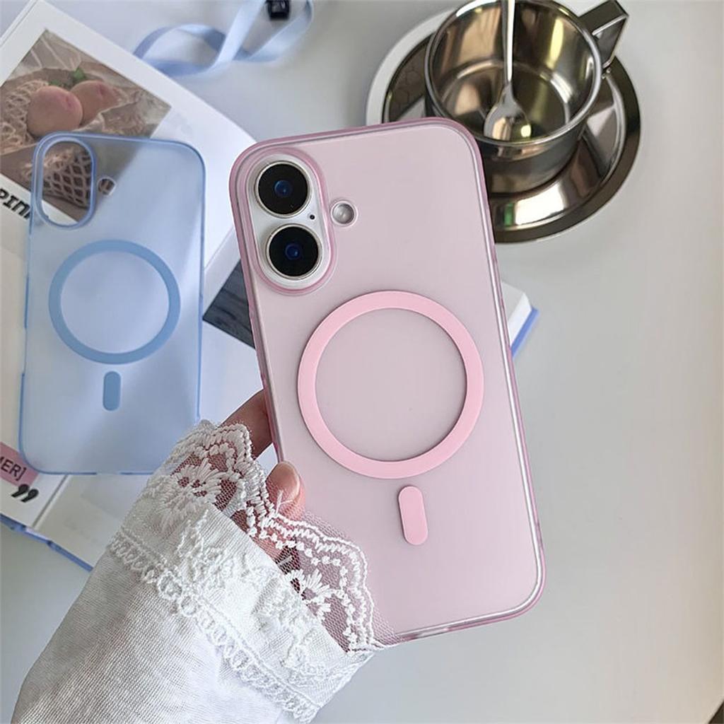 For Apple Mobile Phone Case Summer High-end Ice Fog Magnetic Mobile Phone Case 15pc Case Wavy Simple Girl Does Not Turn Yellow