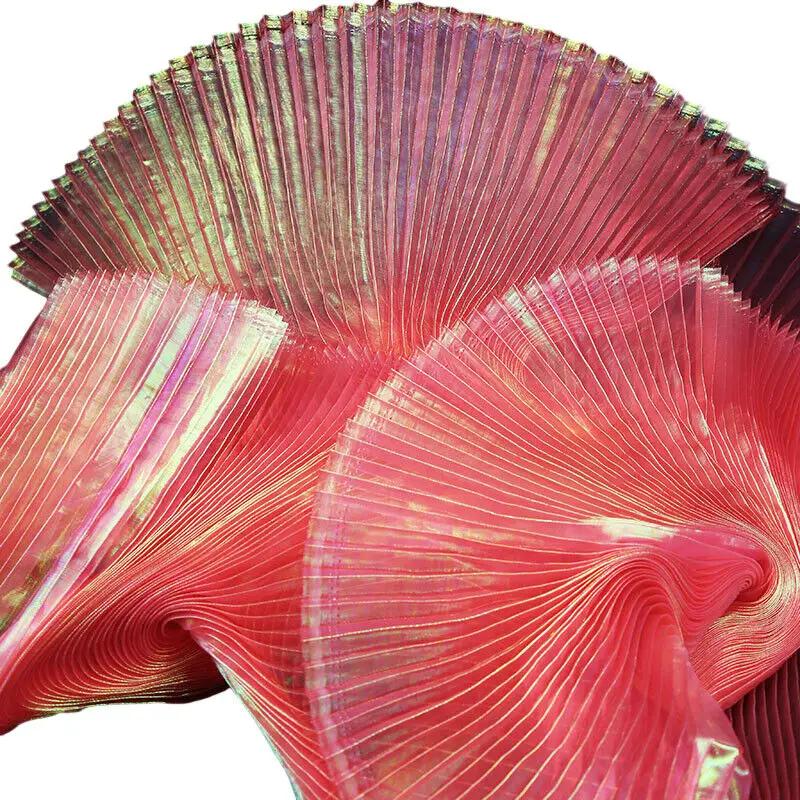 100x140cm Laser Pleated Fabric Crinkle Wedding Photography Background Stage Decors DIY Women Dress Suit Diy Sewing Material