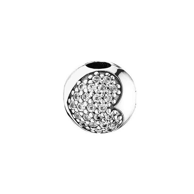 Pandora Heart-shaped square crystal silver clip jewelry accessories women's silver 791053CZ