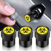 4 шт. Универсальные DIY Колпачки на ниппель автомобильного колеса, Наклейки на автомобиль, Автоаксессуары Декор Подарок, В форме символа ядерной радиации