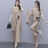 Women's Trendy Three-Piece Set: Wide-Leg Pants & Slimming Long-Sleeved Jacket - Fashionable, Age-Reducing Spring & Autumn Attire.