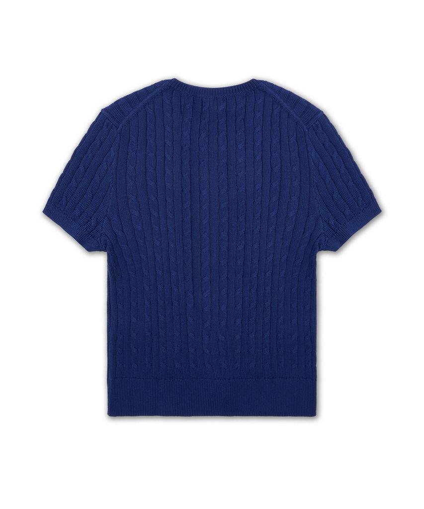 Polo Ralph Lauren [W] Cable Knit Cotton Short Sleeve Cardigan - Blue
