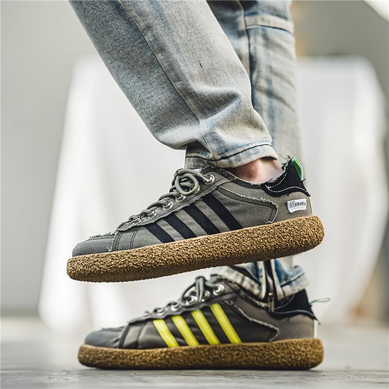 2024 Vintage Green Мужские парусиновые кроссовки Роскошные дышащие мужские вулканизированные туфли Дизайн Повседневные плоские кроссовки Мужские эспадрильи