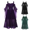 Halloween Maxi Dress Women Renaissance Vintage Off Shoulder Chiffon Long Dress Square