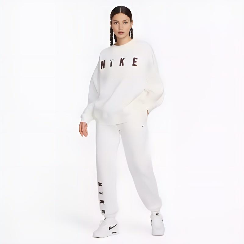 Nike Повседневные вязаные джоггеры с манжетами на флисовой подкладке и завязками в виде букв, женские брюки белого цвета FV4013-133