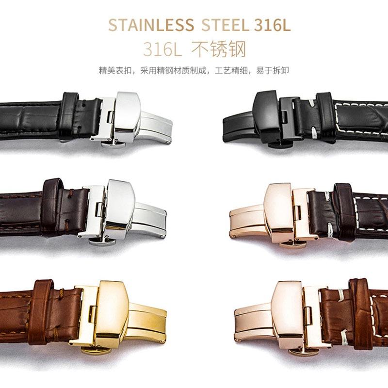 Watchband Genuine Leather Strap With Box Watch Band Butterfly Clasp Bracelet 14/16mm 18mm 20mm 21mm 22mm 24mm Wrist Band Watch Accessories