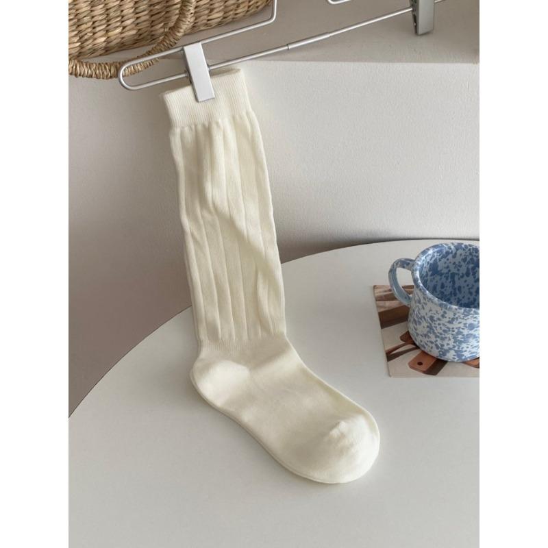 Trendy Ballet-style Solid-color Calf Socks, High Thigh-high Socks for Slimming, Striped Pressure Socks Paired with Skirts, Pile Socks