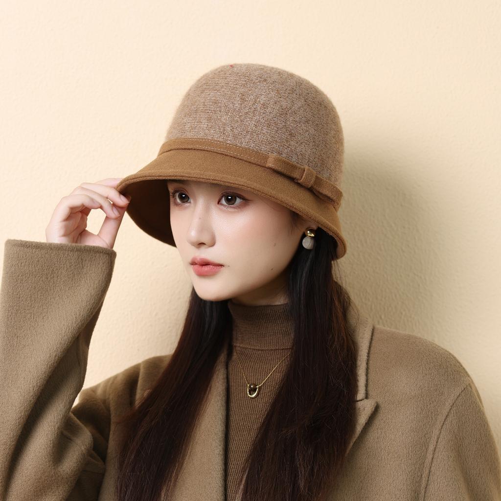 Элегантная шерстяная шляпа-ведро на осень и зиму, женская ретро-шляпа-клош высокого класса, теплая шляпа-панама