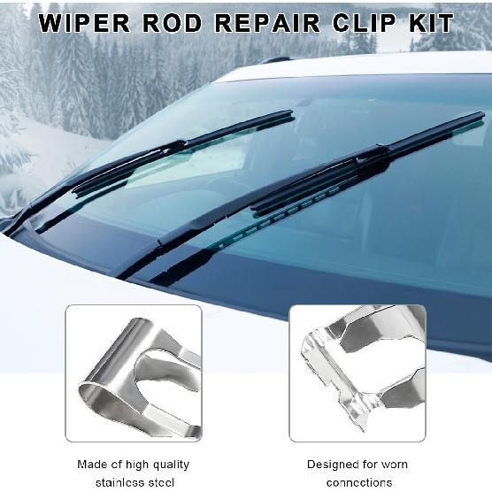 4 PCS Wiper Repair Clip, Automotive Windscreen Motor Linkage Bushing Rods Arms Link Repair Clip Kit, Universal Windshield Wiper Vehicle Steel Linkage