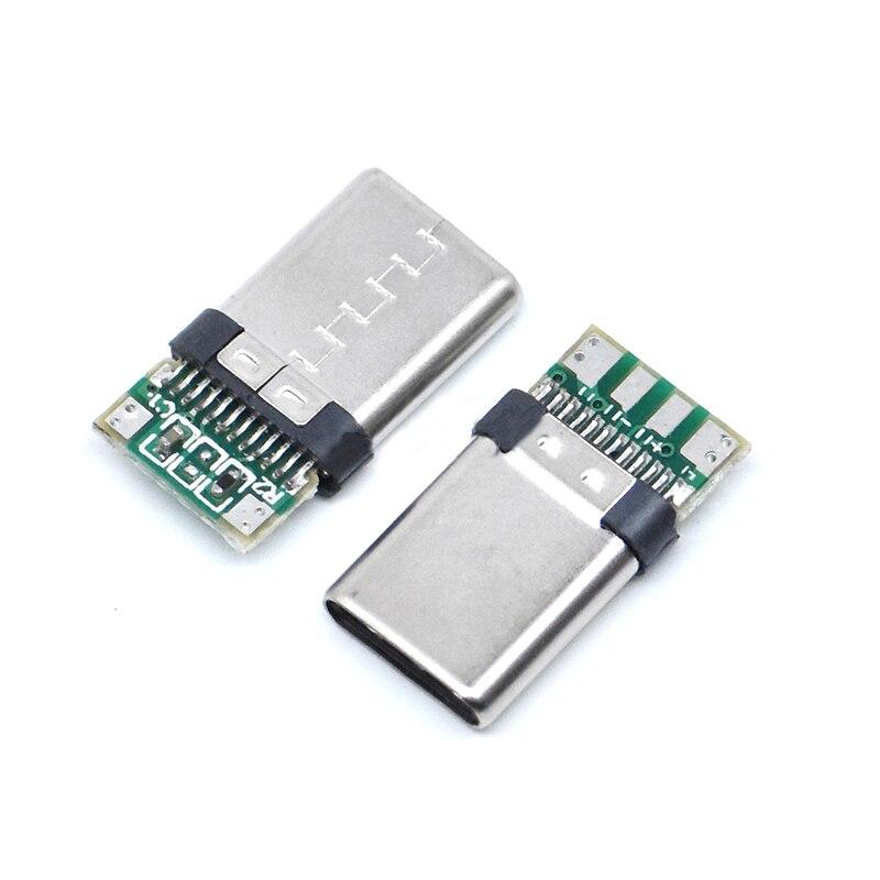 10 шт. разъем USB 3.1 Type-C 24 контакта, адаптер гнезда «папа» / «мама» для припоя проводов и кабелей, плата поддержки 24 контакта