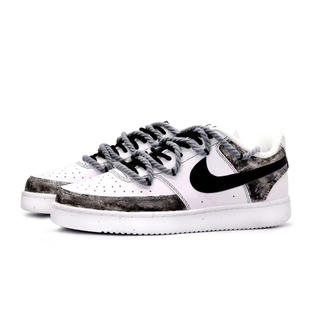 Nike Court Vision 1 Slip Resistant Abrasion Resistant Low top Skateboard Shoes Men's Black White Gray DH2987-101(team488-)
