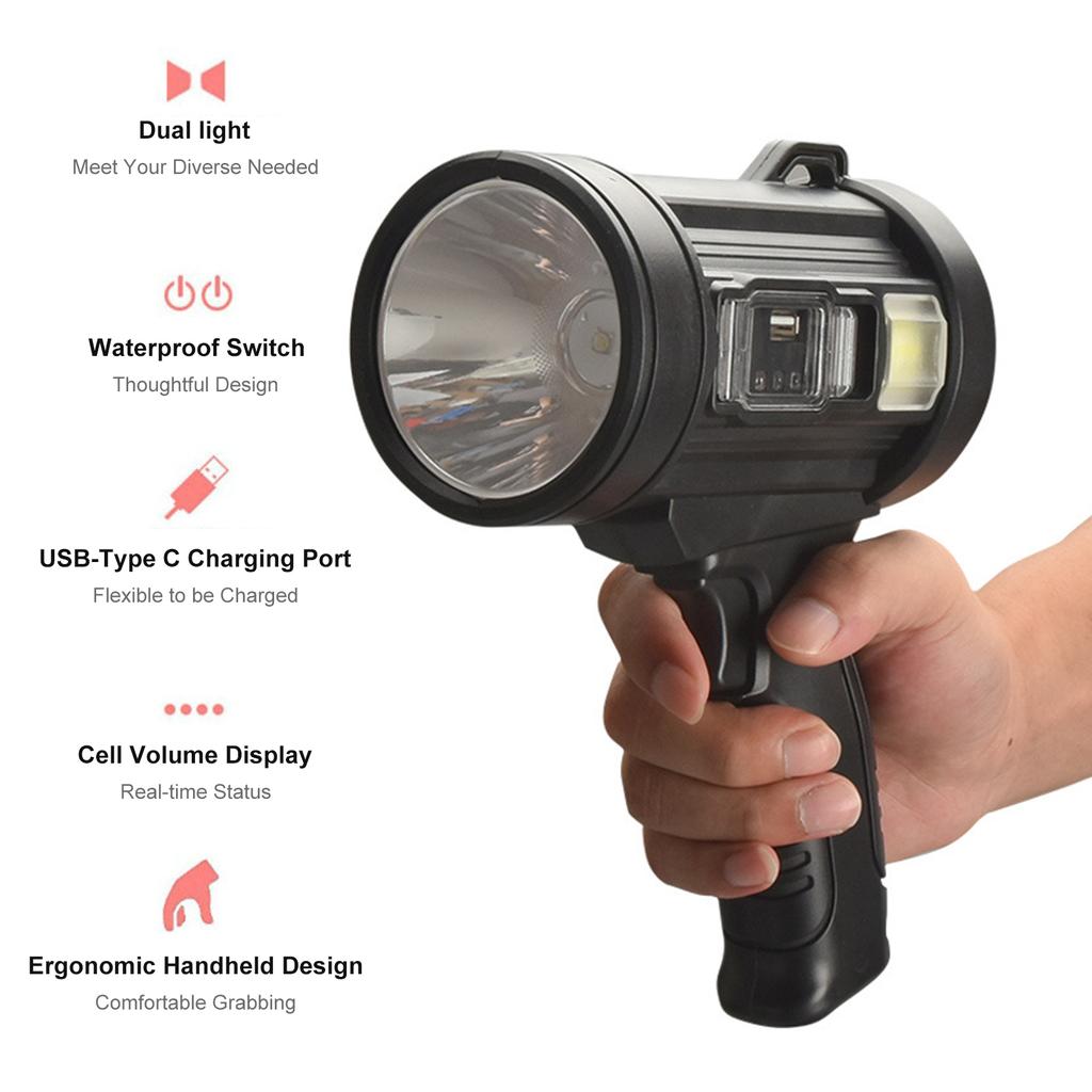 Multifunctional Solar Powered Rechargeable LEDs Searching Light Outdoor Camping Lamp Main Light &