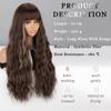 MISS WIG Женская мода Коричневый со светло-русыми бликами Длинный волнистый парик с челкой Натуральный волнистый парик из синтетического волокна