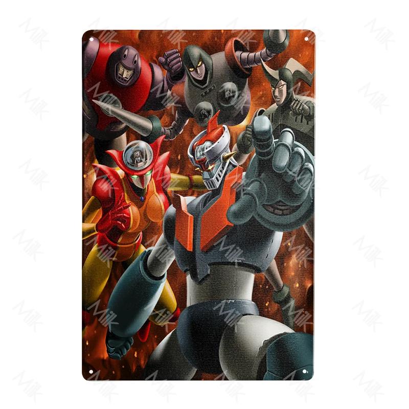 Anime Goldrake Goldorak Mazinger Z Metal Tin Sign Rectangle UFO Robot Grendizer Signs Plaque Bar Cafe Bedroom Wall Art Decor