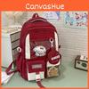 Blocked Fashion Color Letter Pattern Backpack With Transparent Compartment