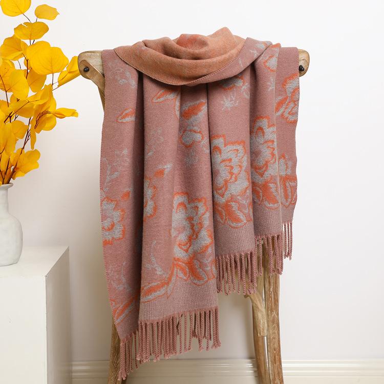 2024 Autumn And Winter New Thickened And Extended Cashmere Scarf Versatile Women'S Warm Neck Protection Scarf Double Sided Scarf Shawl