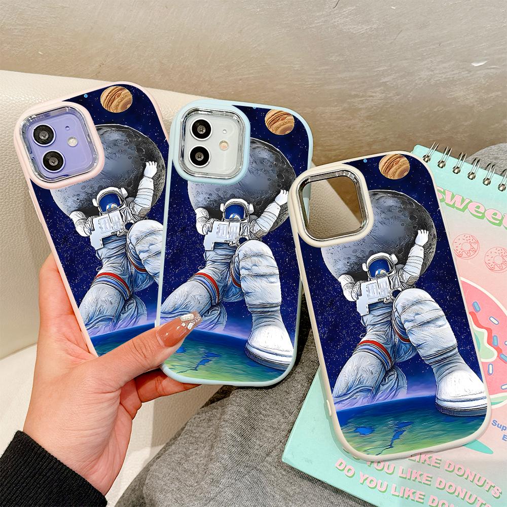 Для OPPO A18 A38 A54 A60 A96 Reno12 F 8T 8Z Vivo V30 V40 Y15s Y22 Y27 Y30 Y36 Space Astronaut Design Мягкий силиконовый противоударный чехол