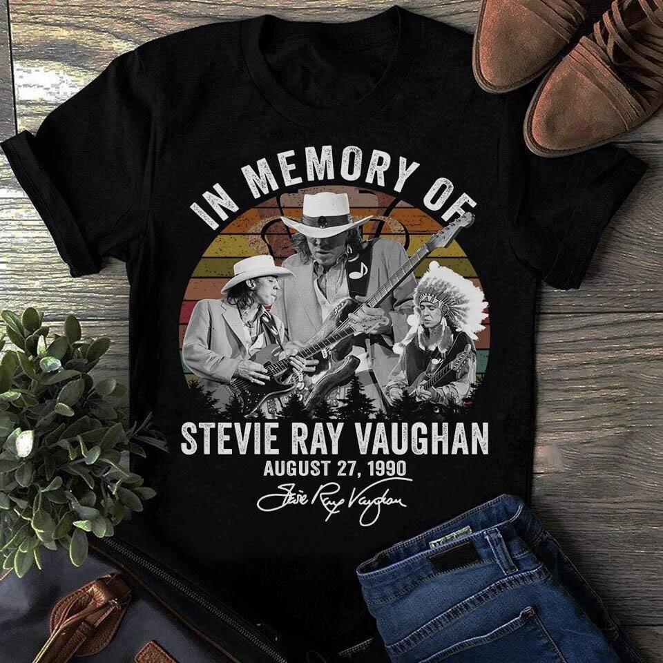 Men's and Women's T-shirts In memory of Stevie Ray Vaughan Black Unisex T-shirt