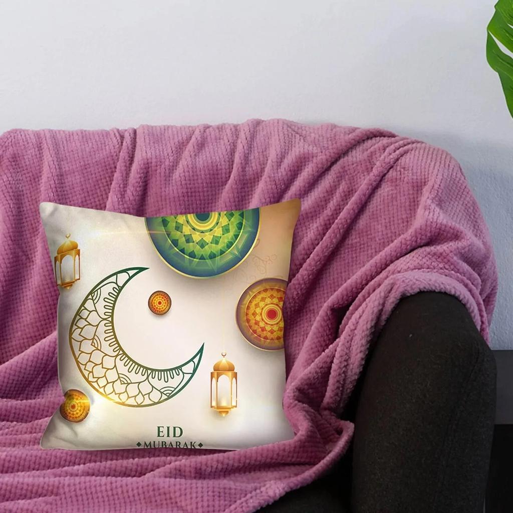Ramadhan Decoration Eid Decorative Pillowcases Sofa Cushion Covers Bed Pillowcases Polyester Pillowcases Muslim Home Decor