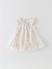 Korean Style Girls' Floral Puff Sleeve Princess Dress with Breathable Mesh Skirt for Infants and Toddlers