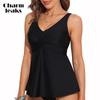 Ayollar Tankini Top Burama V-bo'yin Cho'milish Kiyimi Topi Yengil Qoplamali Suzish Kiyimi Topi Suzish Tank Topi Faqat