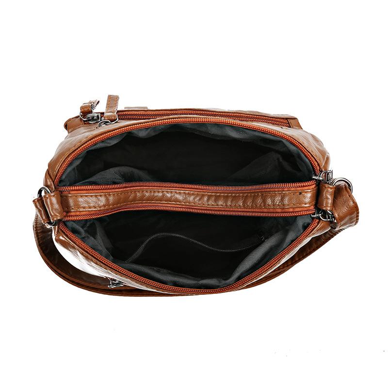 Female Soft Leather Large Capacity Middle-Aged Shoulder Crossbody Bag Multi-Layer Mother Bag