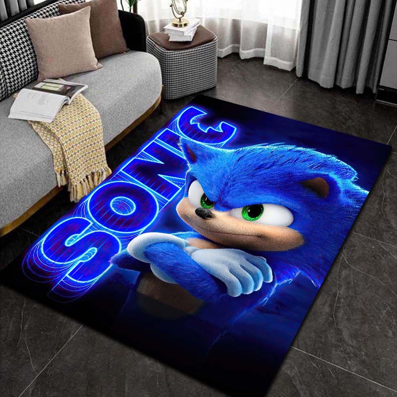 3D S Sonic c Cartoon Print Area flannel Rug Non‑Slip Soft Floor Carpet For Kids Boys Girls Bedroom Playroom Home Indoor Decor