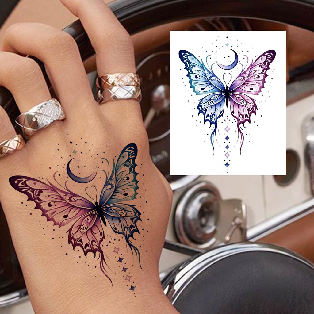1 Sheet Rose Butterfly Flower Temporary Tattoos For Women Hand Arm, Fake Tattoo Sticker Waterproof Long Lasting Realistic Tatoos