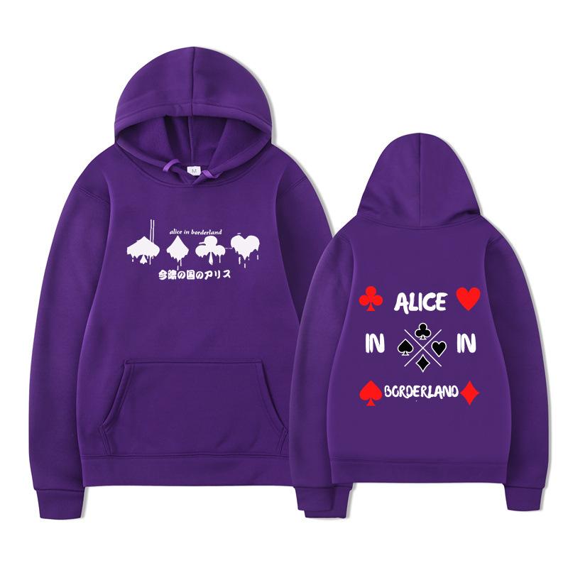 Alice In Borderland Hoodies Men Cartoon Cards Sweatshirt Vintage Unisex Pullover Men Graphic Hoody Oversize Clothing
