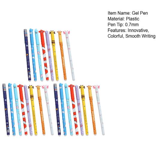 Мультяшные стираемые гелевые ручки Милые дизайны с животными 0,7 мм Синие чернила Плавное письмо Чисто стираемая ручка Школьные принадлежности Подарки на вечеринку