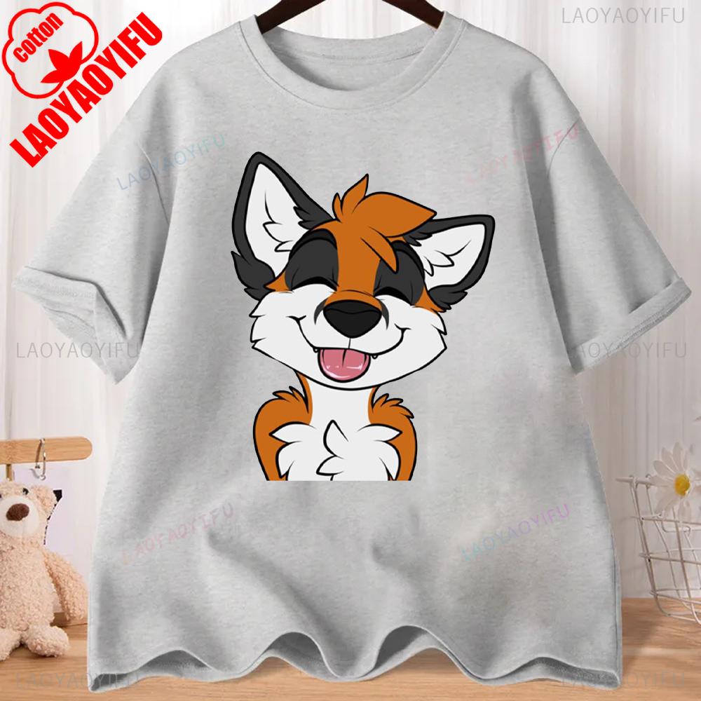 Lovely Cartoon Fox Graphic T-shirts Comfort and Fashion Coexist Short-sleeve Round Neck Regular Fit Clothes CRAZY FOX LADY