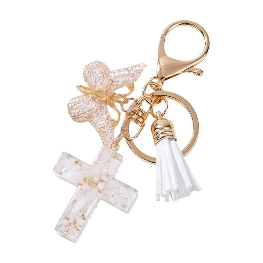 Tassel Butterfly Keychain Resin Bag Hanging Funny Cross Pendant Keychain Key Decor