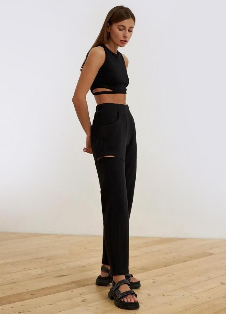 Брюки трикотажные хлопковые с разрезами