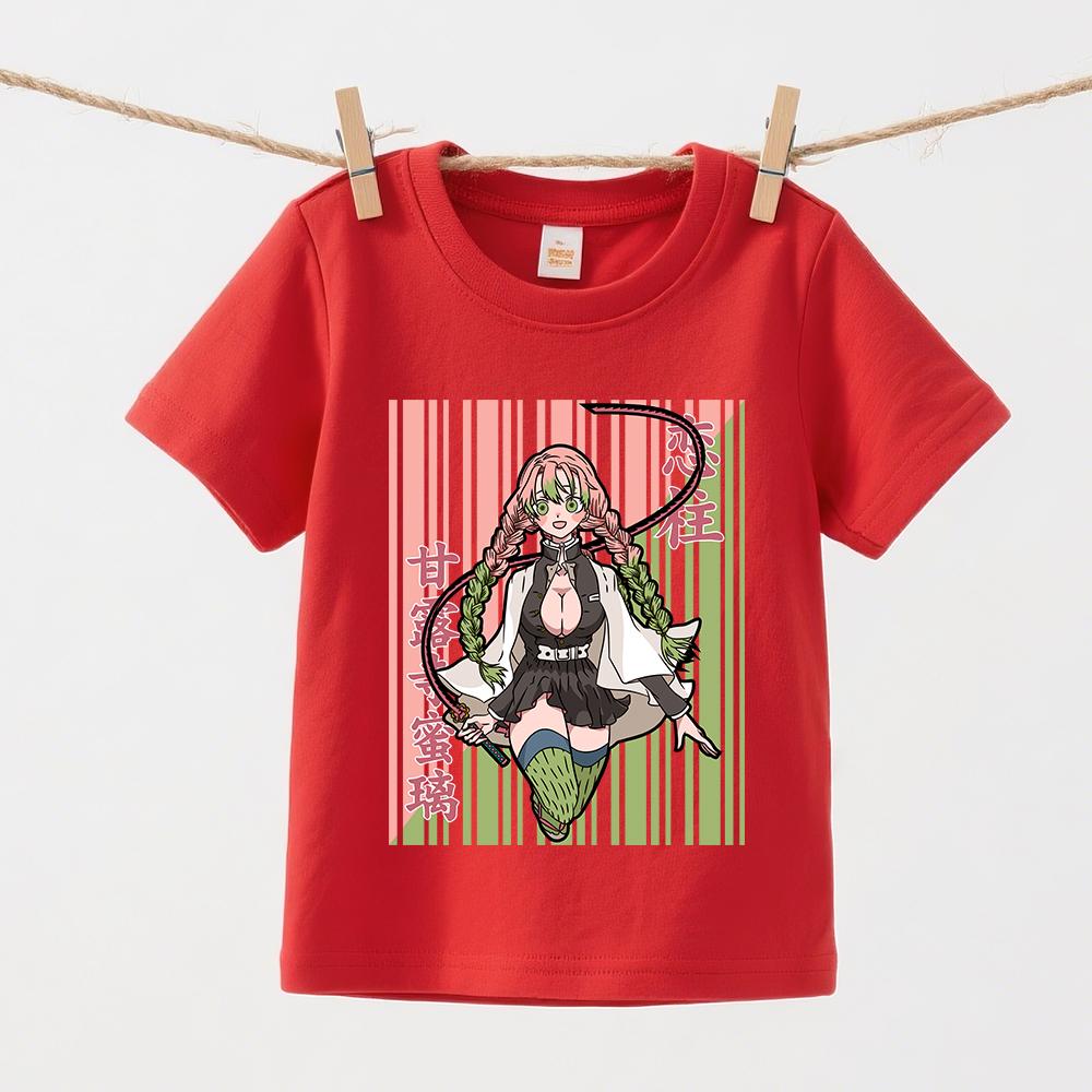 Demon Slayer Mitsuri Anime Print 100 Cotton Kids T Shirt Boys Girls Short Sleeve Summer Top Soft Casual Daily Wear