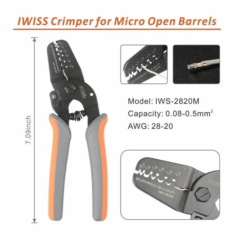 Мини-клещи для обжима микроконтактов IWISS IWS-2820M с открытым стволом IWS-2412M JAM MolexTyco JST Клеммы и разъемы Мини-ручной инструмент для обжима