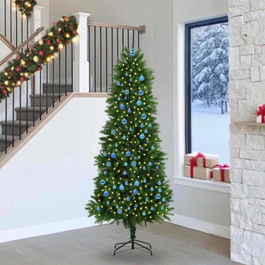 Christmas Tree with 300 LEDs and Stand Green 240 cm PE
