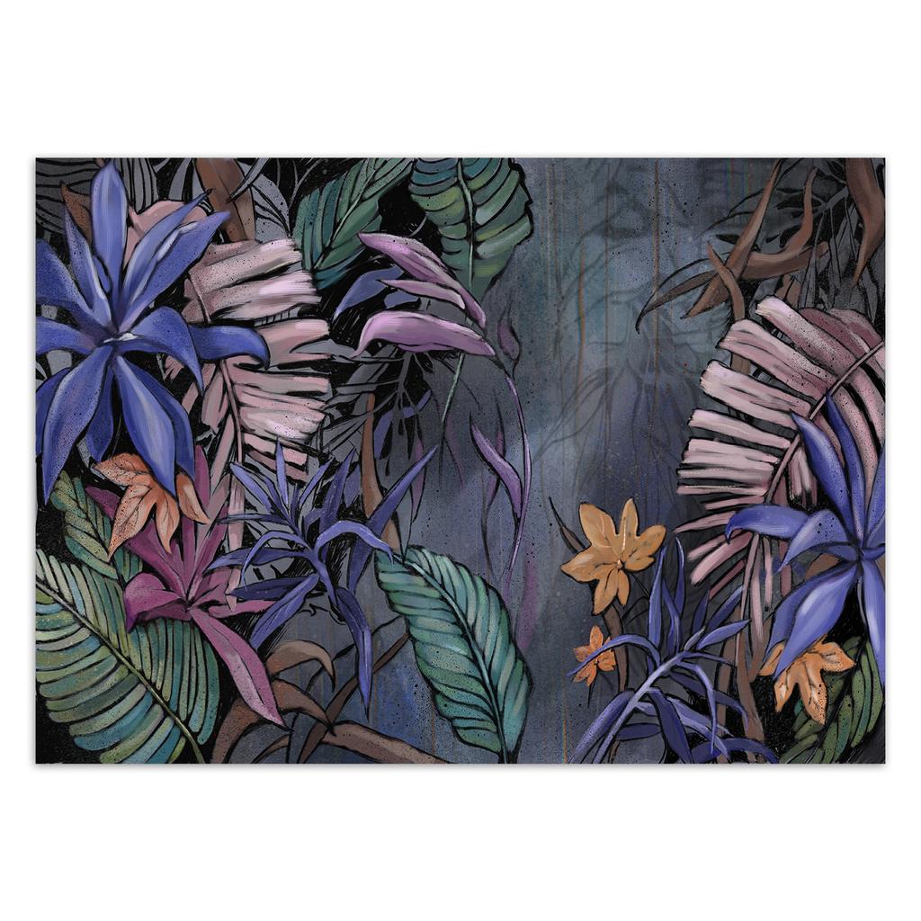 Wallpaper Painted exotic jungle leaves