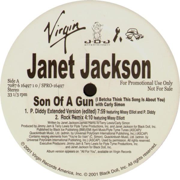 12-дюймовая пластинка JANET JACKSON CARLY SIMON Son Of A Gun I Betcha Think This S 708761649710 Virgin 2001 США Танцевальная Электроника Б/у
